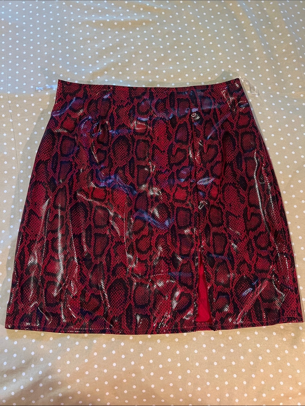 Windsor Red Snake-Print Mini Skirt
